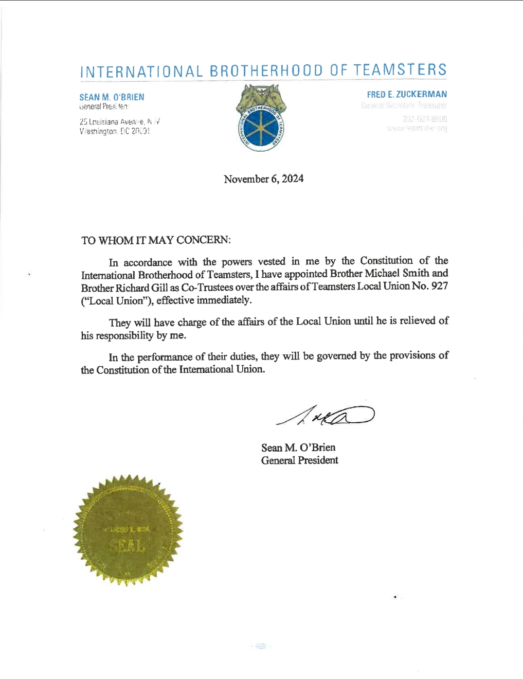 NOTICES Teamsters Local 927